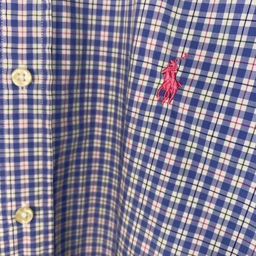 Ralph Lauren Blue and Pink Checkered Button Down Shirt, Men’s Size L, Casual